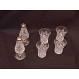 A Pair of Waterford Crystal Condiments and Four Nice Crystal Tumblers