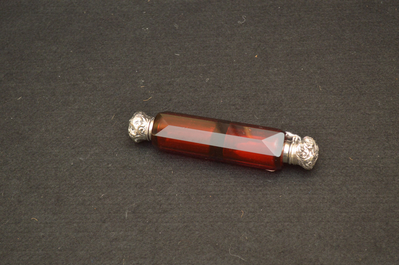 A Ruby Glass Double Ended Perfume Bottle