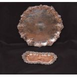 An Early Silver Plate Footed Tray and a Similar Dish