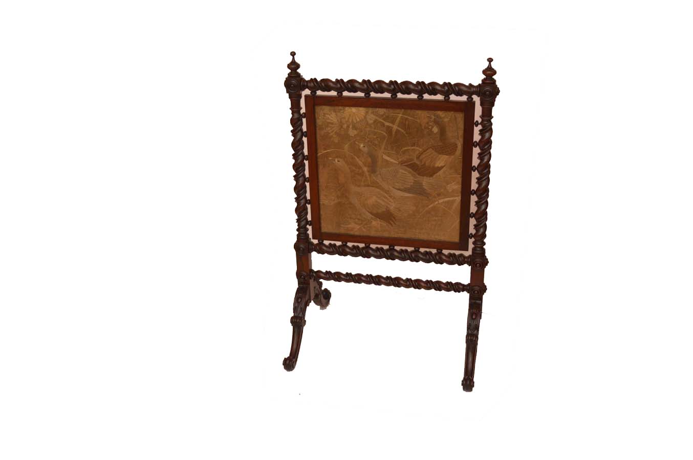 A Very Fine Carved Mahogany Fire Screen Hand Crafted Panel