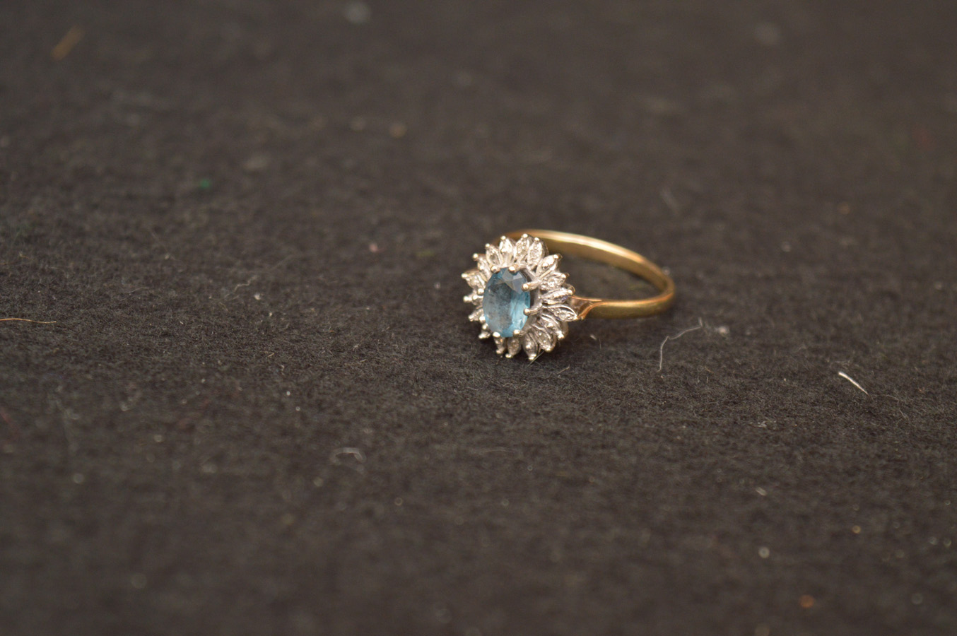 A 9ct Gold Blue Topaz and Diamond Ring