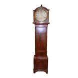 A Mahogany Longcase Clock, Painted Arch Dial, Russel of Belfast