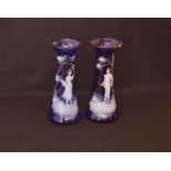A Tall Pair of Victorian Bristol Blue Mary Gregory Vases