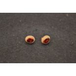 A Pair of 9ct Gold Garnet Earrings