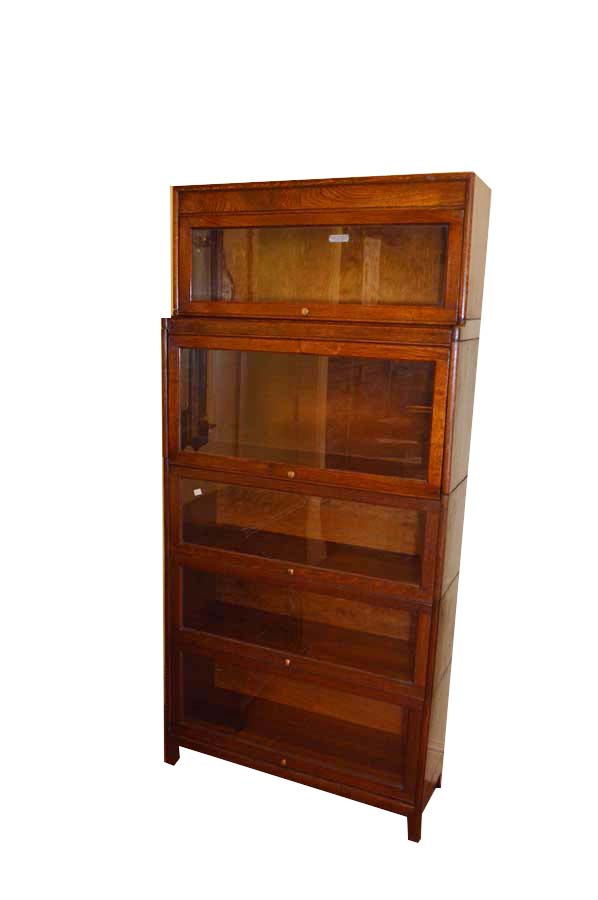 A Nice Oak Five Compartment Lift Front Bookcase -‘The Globe Wernick London’
