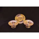 A Nice Pair of Dresden Decorated Comports and a Dresden Circular Dish