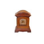 A Nice Mahogany Cased Mantle Clock, Brass and Silver Dial