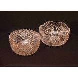 Two Heavy Crystal Fruit Bowls