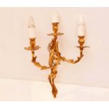 A Gilted Metal and Three Branch Wall Light