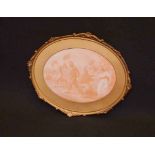 A Small Gilt Framed Oval Picture ‘At Play’