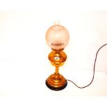 A Brass Based Oil Lamp Converted to Electric