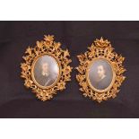 A Very Nice Pair of Carved Gilt Framed Oval Pictures ‘Gents’