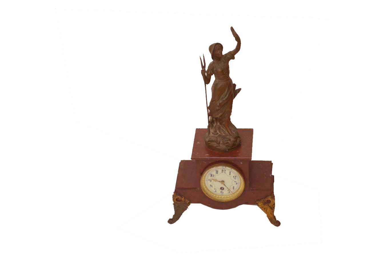 A Slate Figurine Mantle Clock