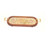 A Nice Mahogany Framed Brass Handled Tray, Pinpoint Inset