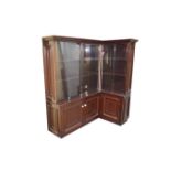 A L Shaped Mahogany Framed Display Cabinet