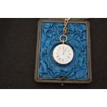 A Superb Cased 18ct Gold and Enamel Watch with 18ct Gold Chain and T Bar
