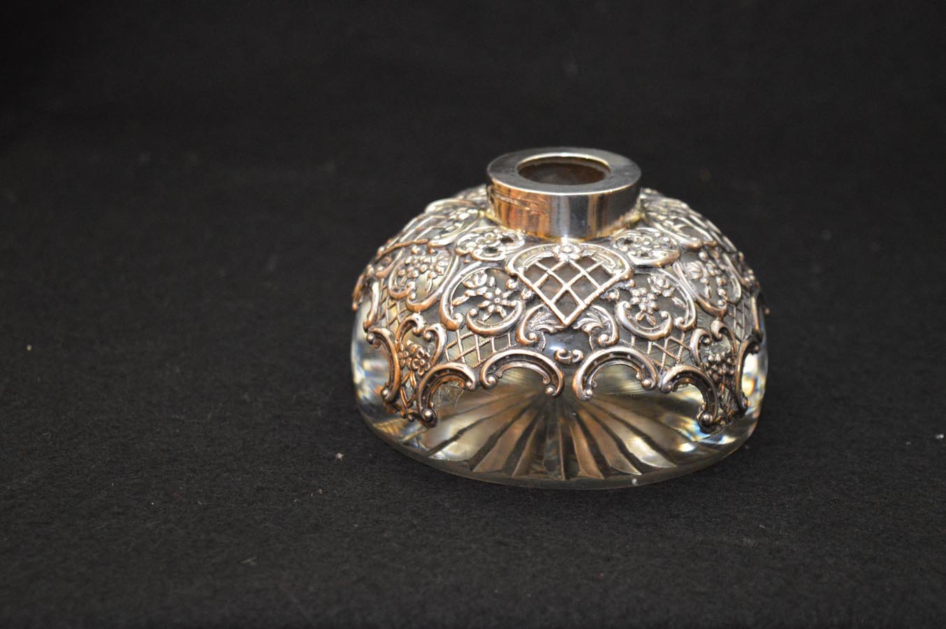 A Silver and Glass Inkwell, London 1895