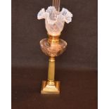 A Very Nice Brass and Onyx Small Oil Lamp