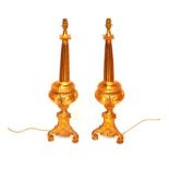 A Pair of Tall Gilted Table Lamp Bases (29" high)