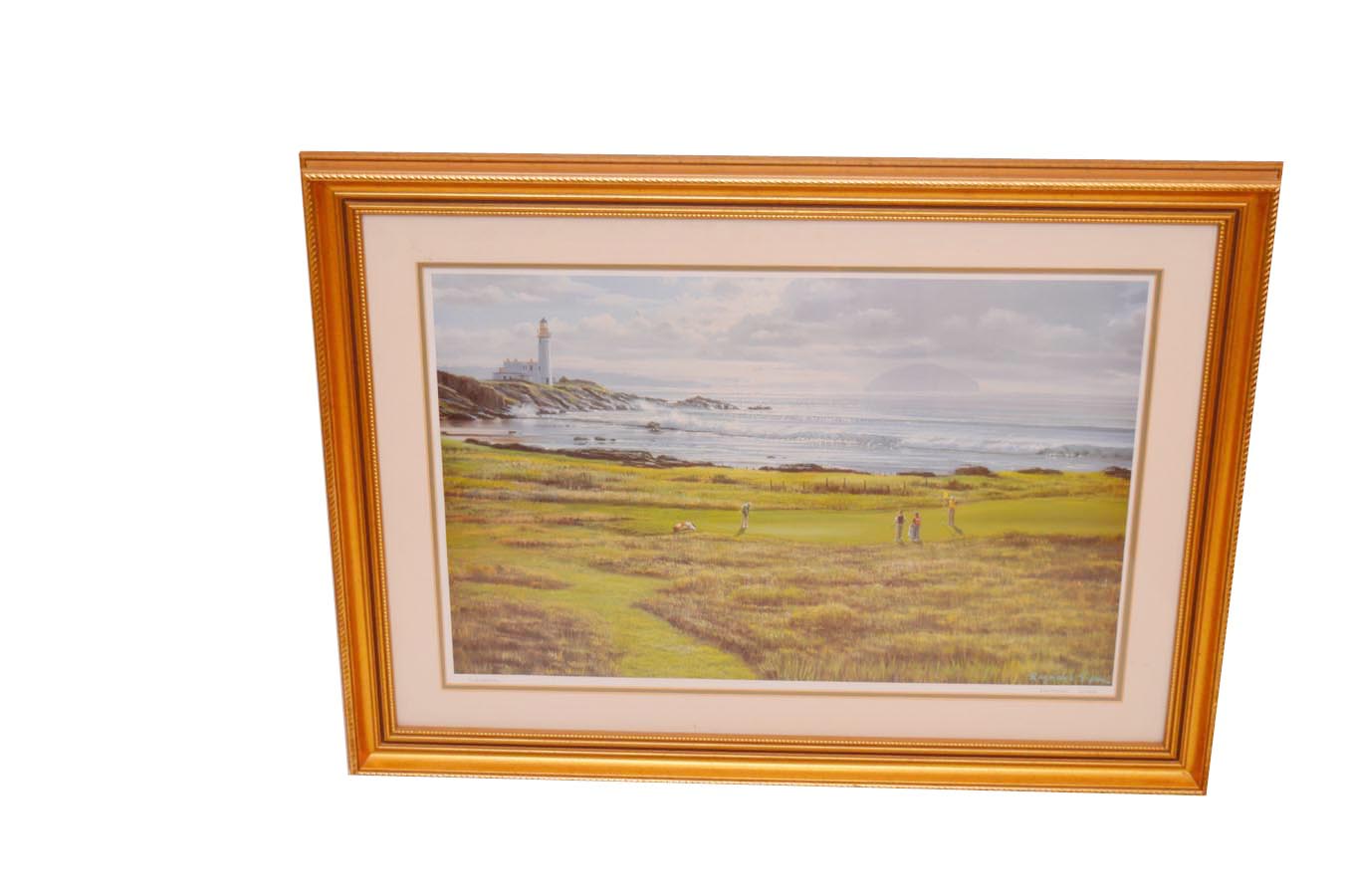 A Signed Coloured Print 'Turnberry Golf Club' - Richard Sipos ( 24" x 15.5")