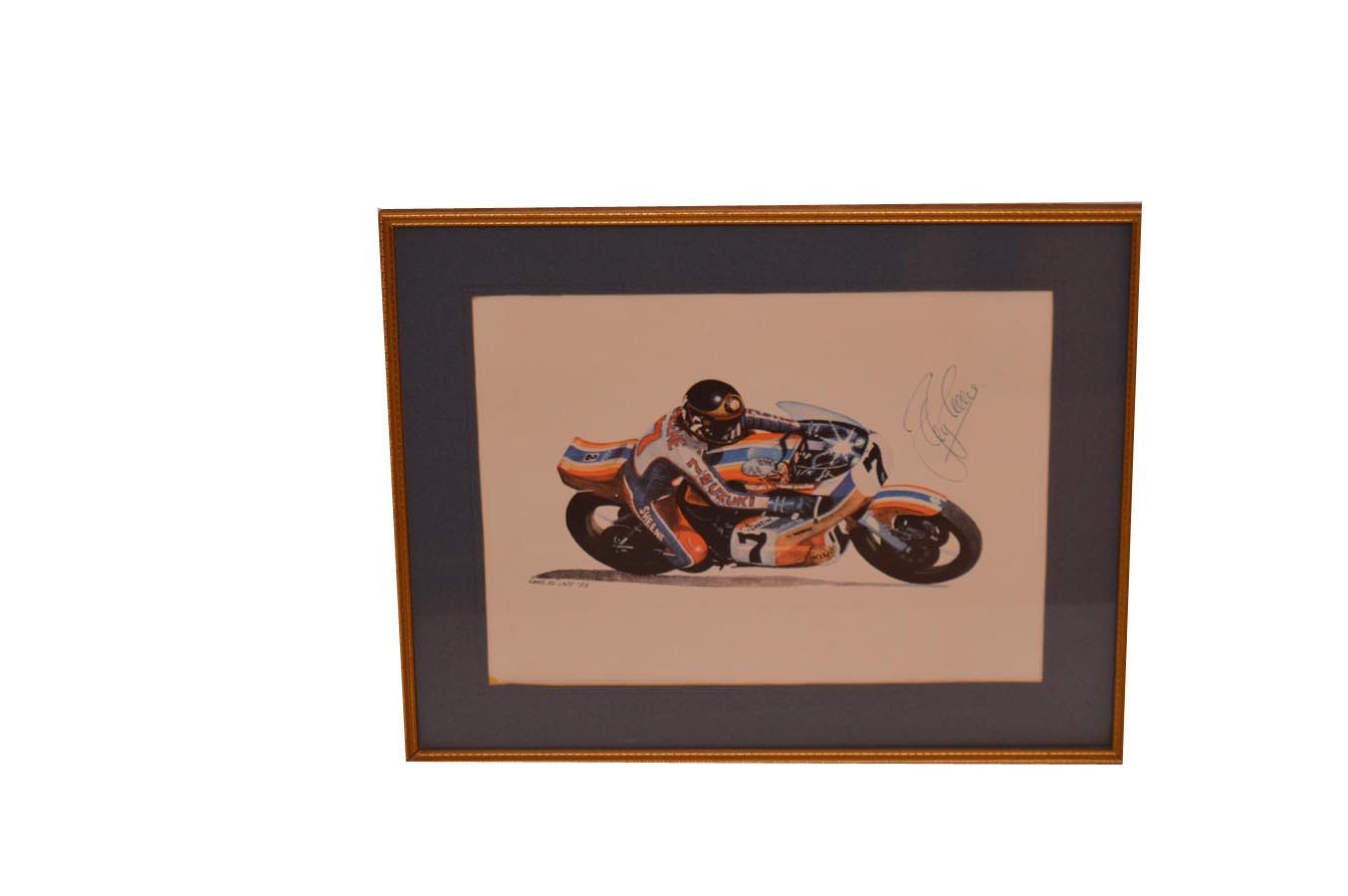 A Signed Watercolour 'Barry Sheene' - Chas De Lacy (15" x 11")