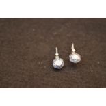 A Pair of 18ct Diamond and Sapphire Earrings