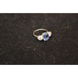 A Superb 18ct Sapphire (3.00ct) and Diamond (1.27ct) Three Stone Ring