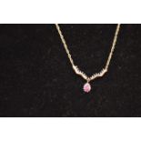 A Nice 9ct Gold Ruby and Diamond Necklace