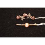 A Gold Plated Cameo Bar Brooch and a Silver Inset Brooch