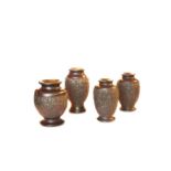 A Nice Set of Four Highly Carved Hardwood Vases