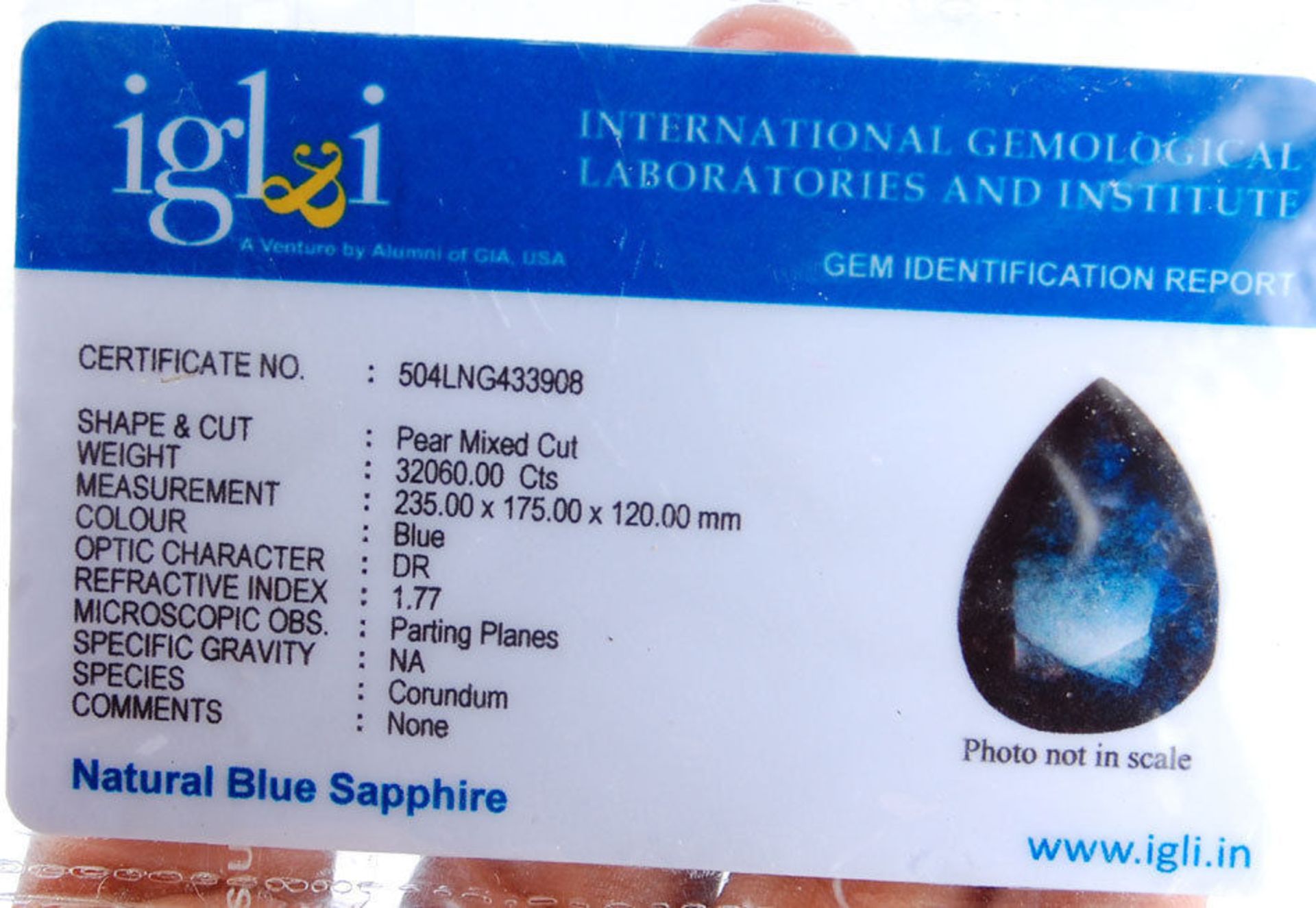 32,060 CARATS!!! CERTIFIED HUGE BLUE SAPPHIRE 100% NATURAL *NO VAT* - Image 2 of 9