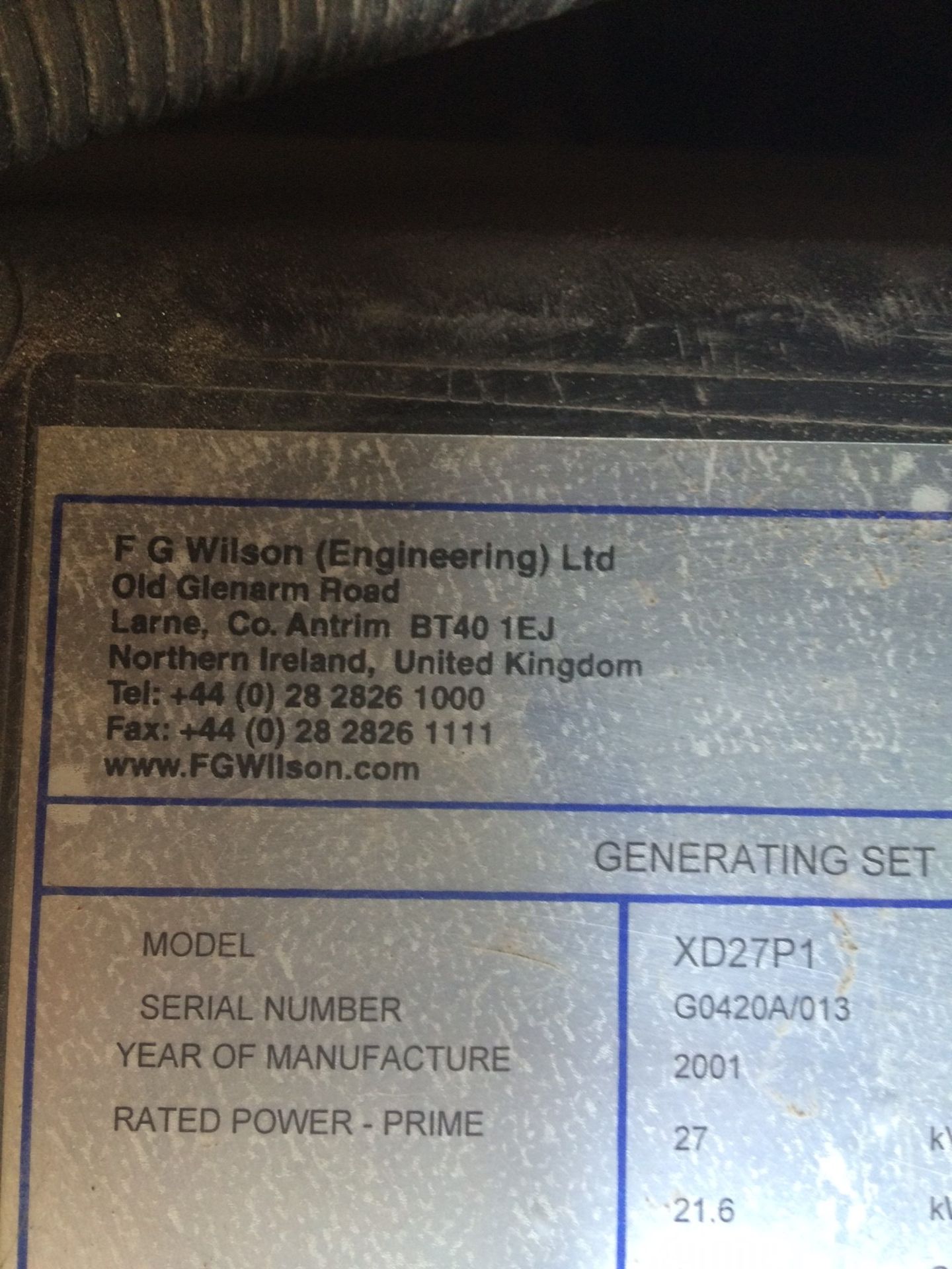 2001 FG WILSON GENERATOR 27 kVa - 3 PHASE WITH PERKINS ENGINE *NO VAT* - Image 4 of 10