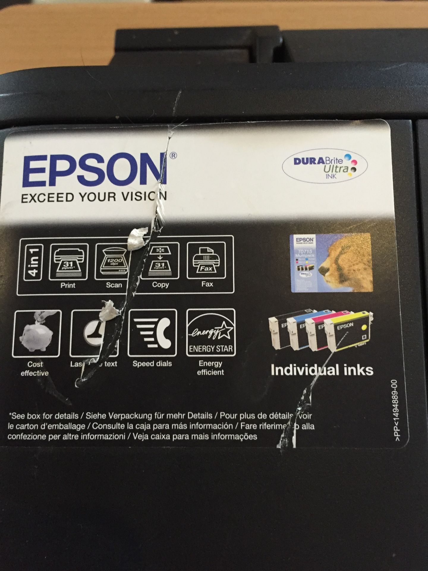 EPSON STYLUS OFFICE BX300F PRINTER FAX SCAN COPY MACHINE  BLACK AND WHITE  COLOUR  AUTO ANSWER SPEED - Image 3 of 3