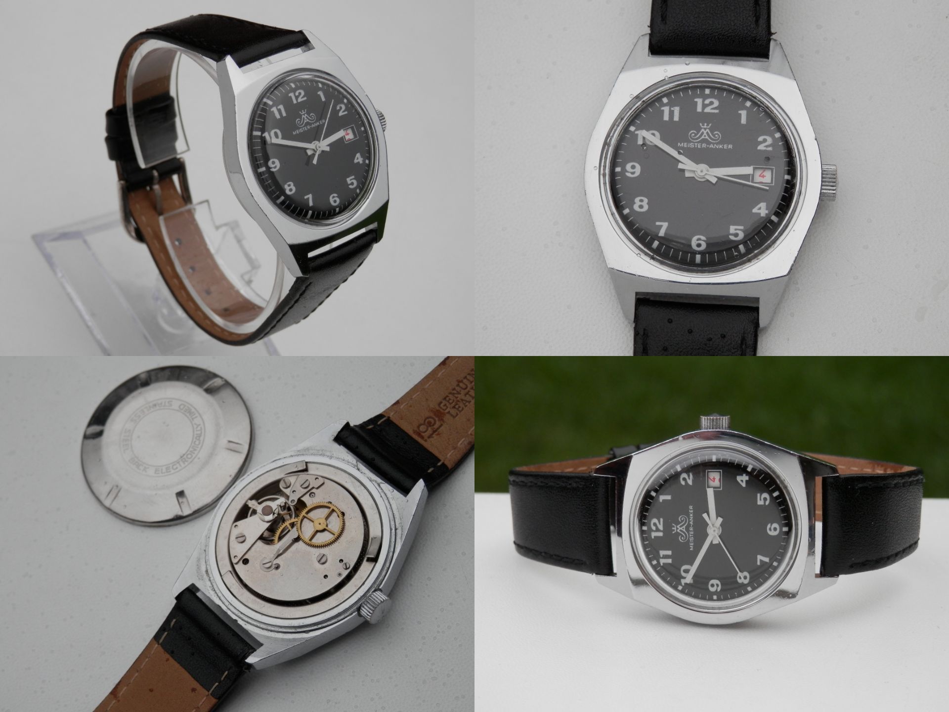 SUPERB RARE GENTS 1960S GERMAN MADE MEISTER ANKER HAND WIND DATE WATCH.