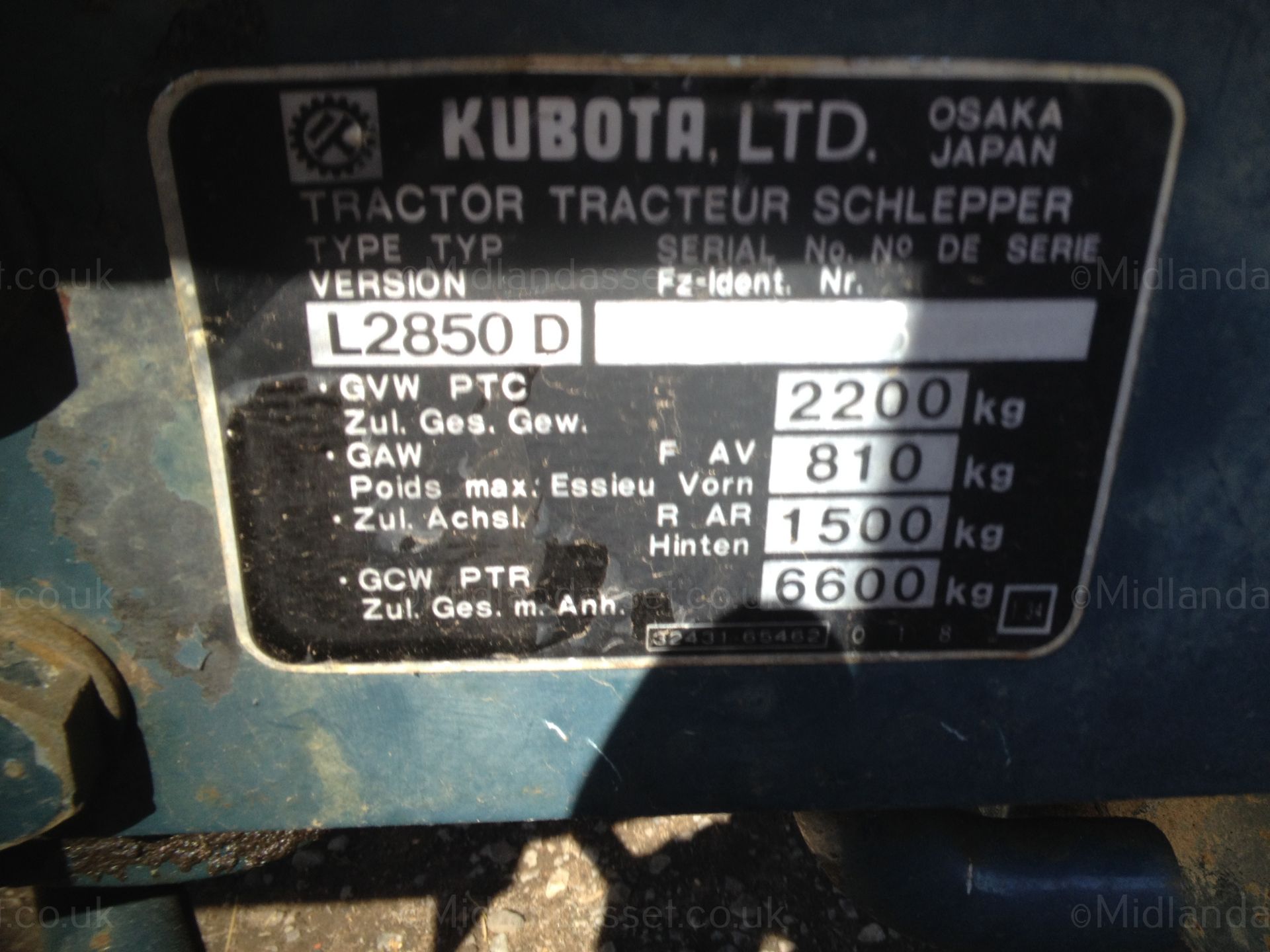KUBOTA L2850 D TRACTOR WITH CAB - Image 3 of 6
