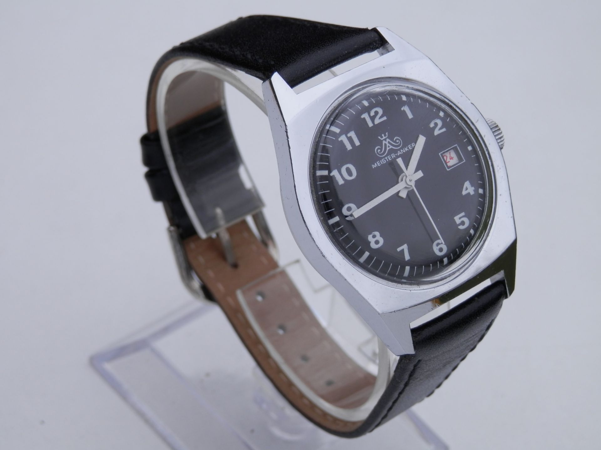 SUPERB RARE GENTS 1960S GERMAN MADE MEISTER ANKER HAND WIND DATE WATCH. - Image 3 of 10