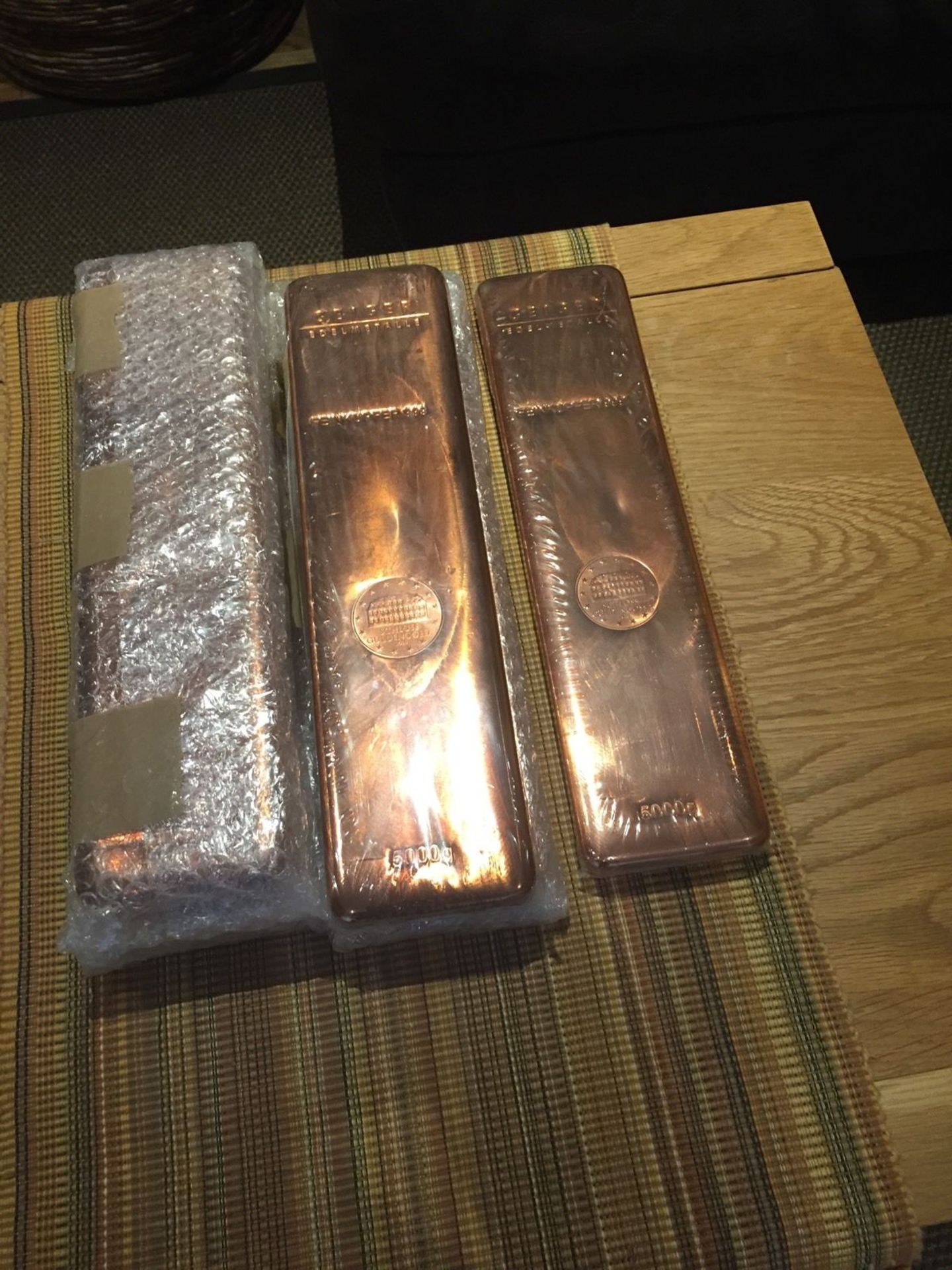 1 x 5kg  German Sealed Copper Bullion (Geiger) , 5kg Each - Investment sealed and stamped - see pics