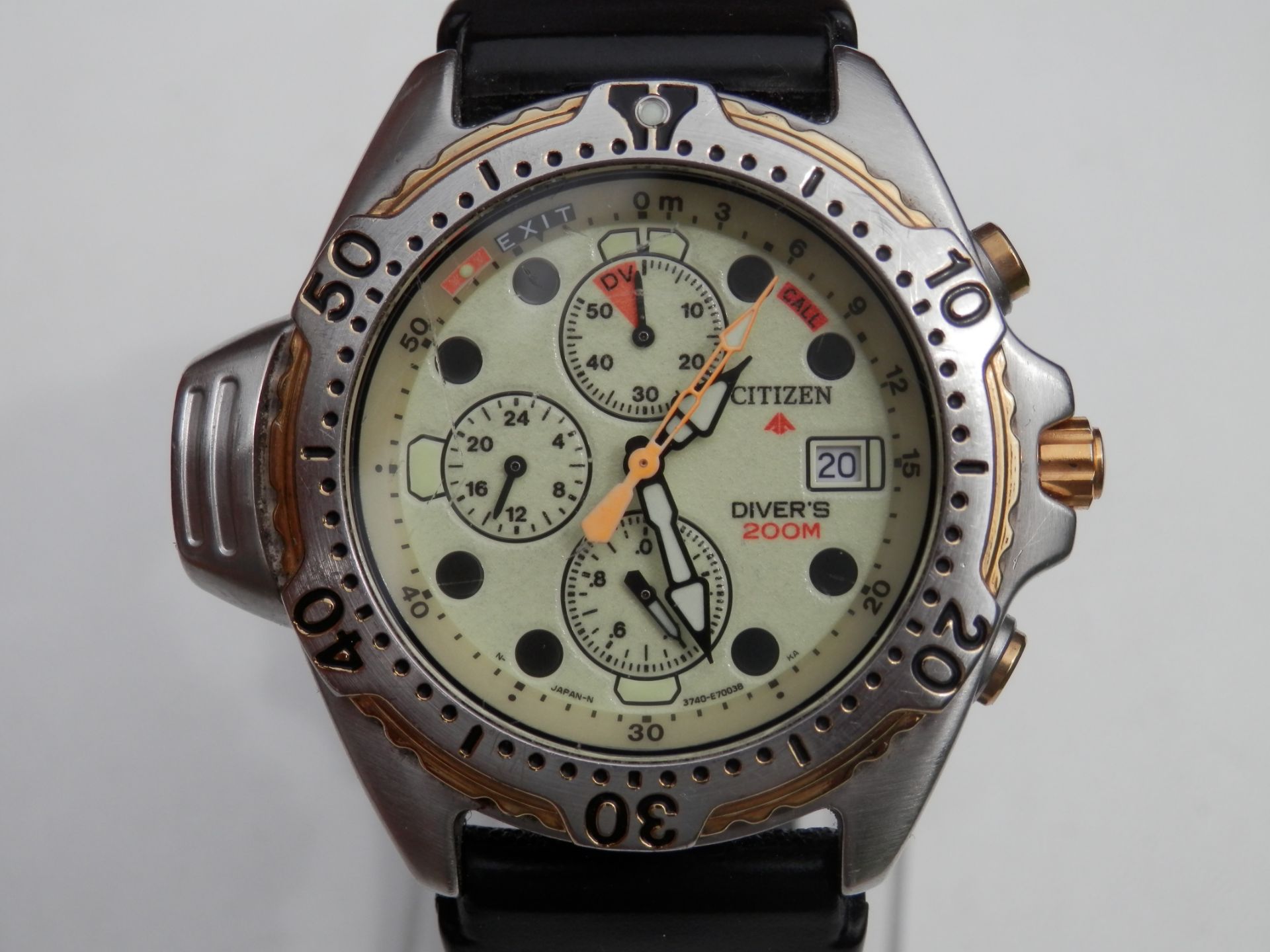 RARE GENTS CITIZEN PROMASTER LUME 3740 DEPTH METER STAINLESS RETRO DATE WATCH - Image 6 of 12