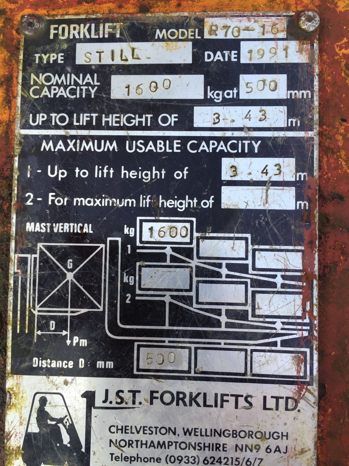 STHIL FORK LIFT TRUCK 1.6 TONS DIESEL MODEL R70-16 WITH HYDRAULIC FORK POSITIONER - Image 3 of 9