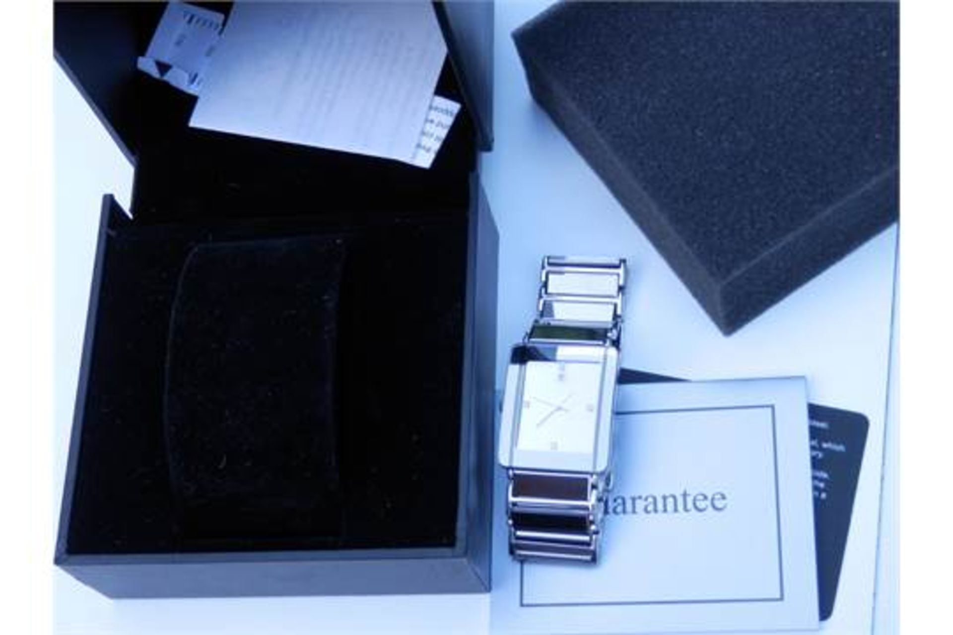 RRP £195 GENTS SWISS MOVEMENT TUNGSTEN QUARTZ DATE WATCH, NEW/OLD STOCK, BOX & BOOKLETS, NEW BATTERY