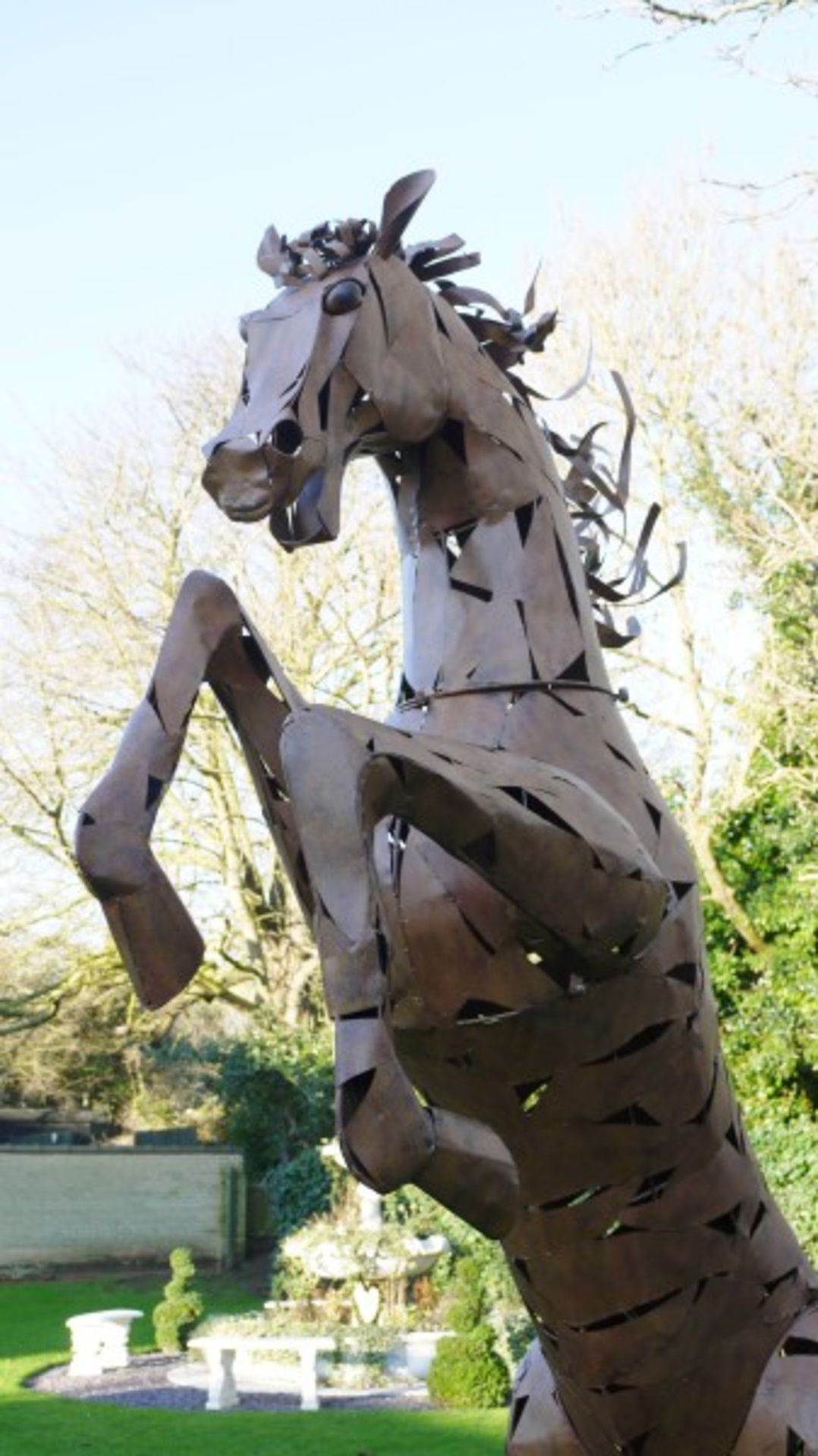 VERY RARE METAL REARING HORSE STATUE- LARGER THAN LIFE - 11 FEET HIGH ! - Image 2 of 6