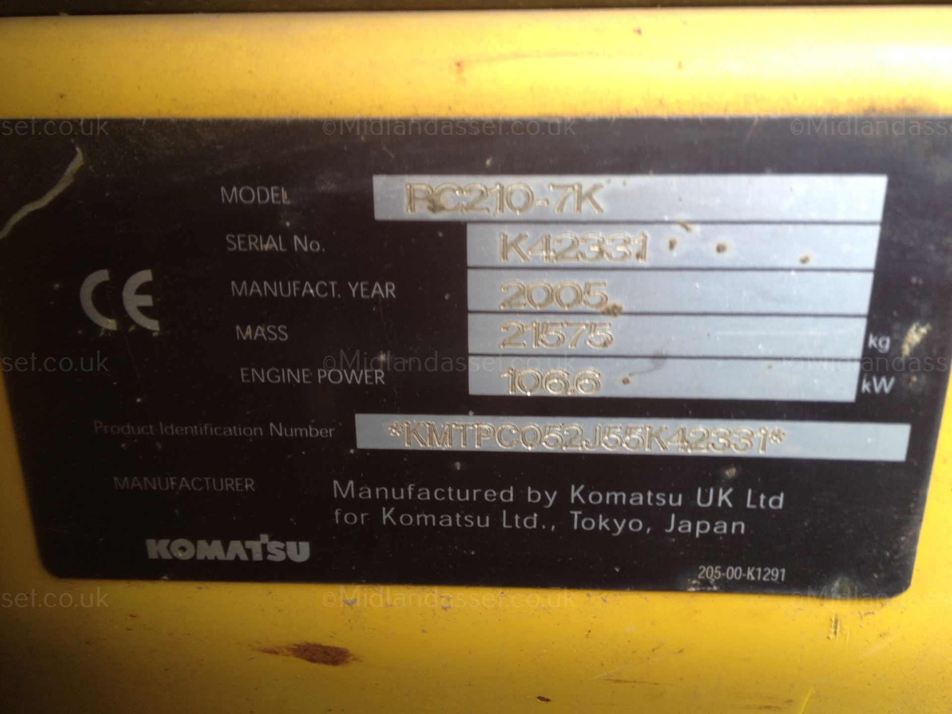 2005 KOMATSU PC210 EXCAVATOR - Image 8 of 11