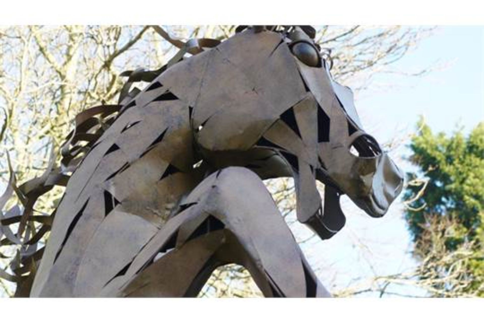 VERY RARE METAL REARING HORSE STATUE- LARGER THAN LIFE - 11 FEET HIGH ! - Image 6 of 6