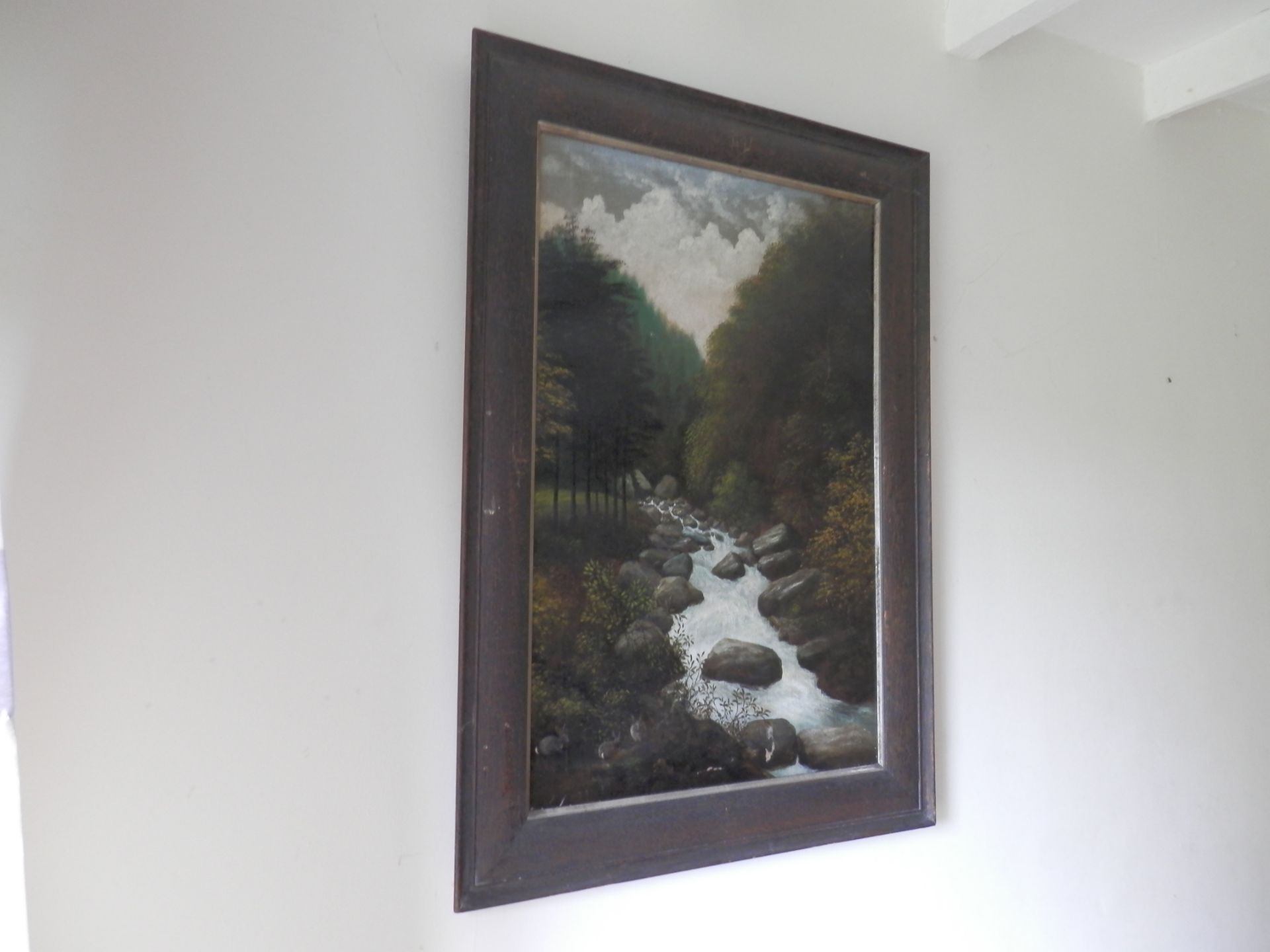 2 x GREAT ANTIQUE OIL PAINTINGS, DERBYSHIRE SCENE, ON CANVAS, DOUBLE FRAMED. - Image 5 of 8