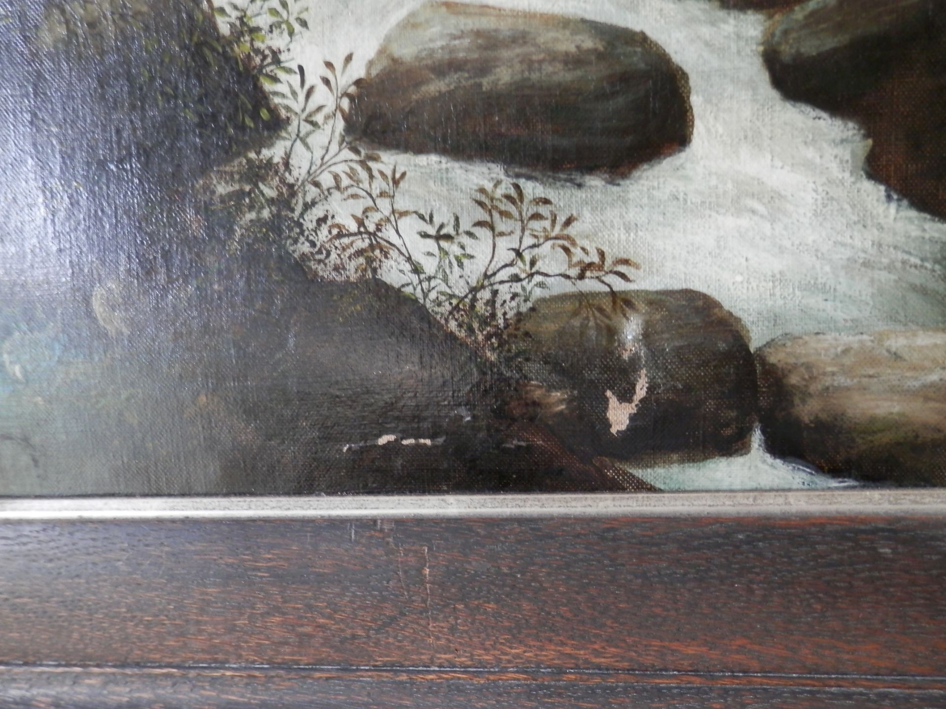 2 x GREAT ANTIQUE OIL PAINTINGS, DERBYSHIRE SCENE, ON CANVAS, DOUBLE FRAMED. - Image 8 of 8