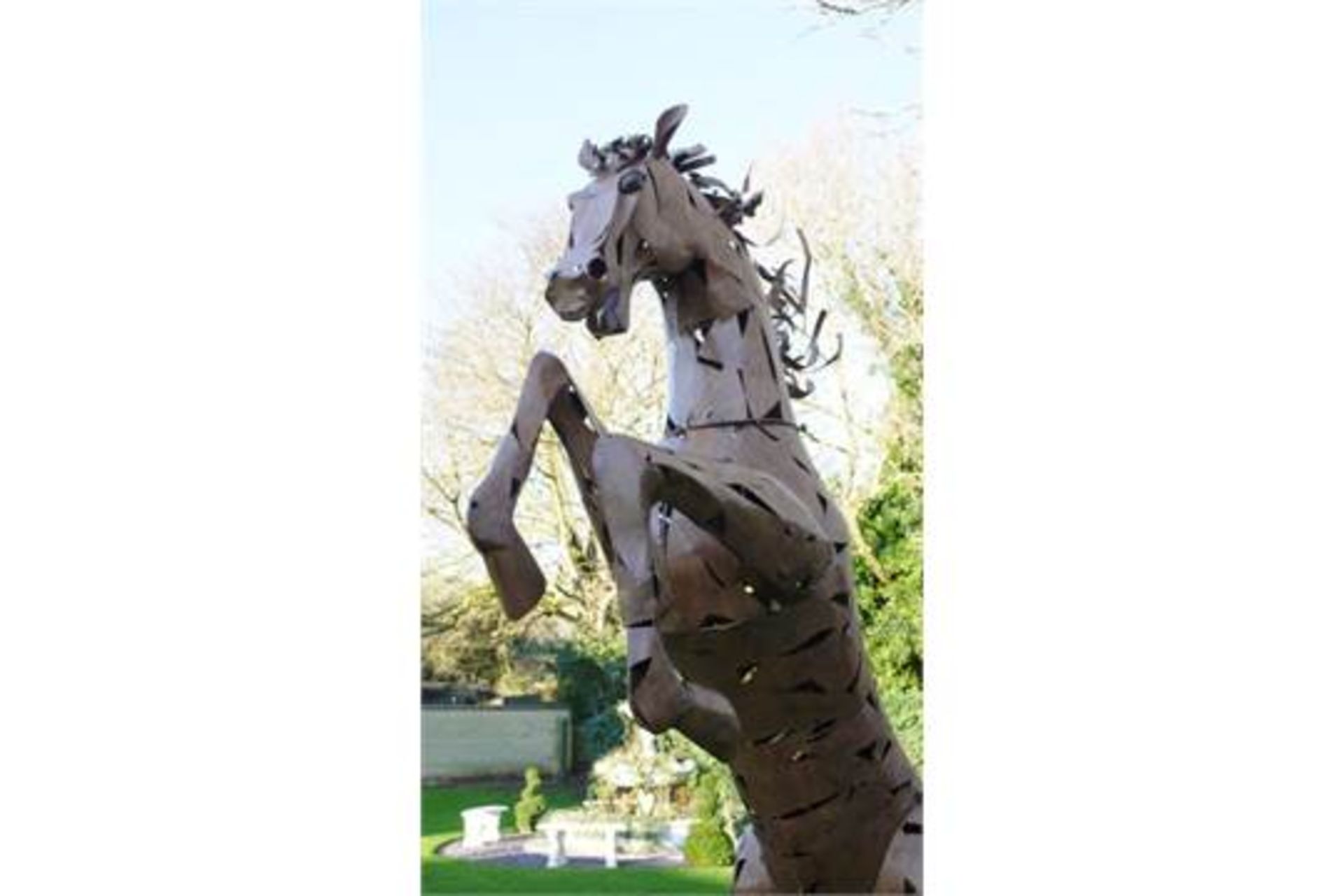 VERY RARE METAL REARING HORSE STATUE- LARGER THAN LIFE - 11 FEET HIGH ! - Image 4 of 6