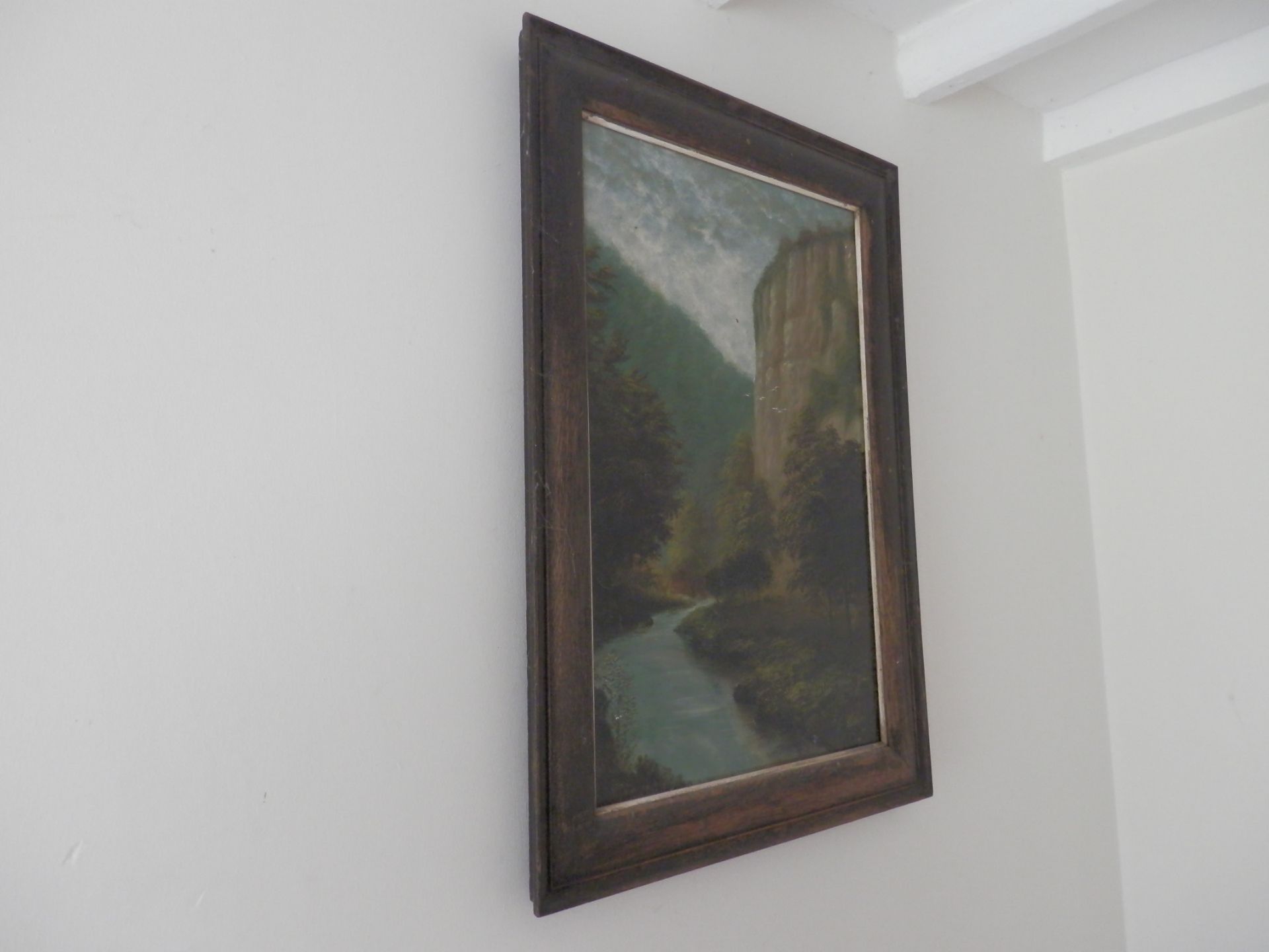 2 x GREAT ANTIQUE OIL PAINTINGS, DERBYSHIRE SCENE, ON CANVAS, DOUBLE FRAMED. - Image 4 of 8