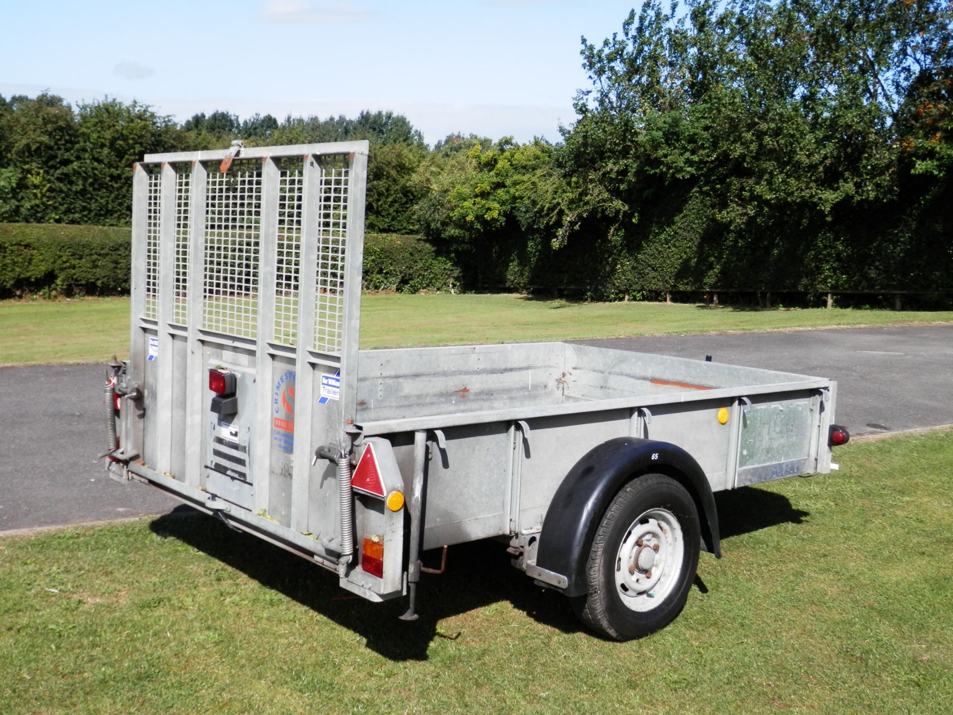 IFOR WILLIAMS 1400 KG PLANT TRAILER, VERY GOOD CONDITION, REAR DROP DOWN RAMP.