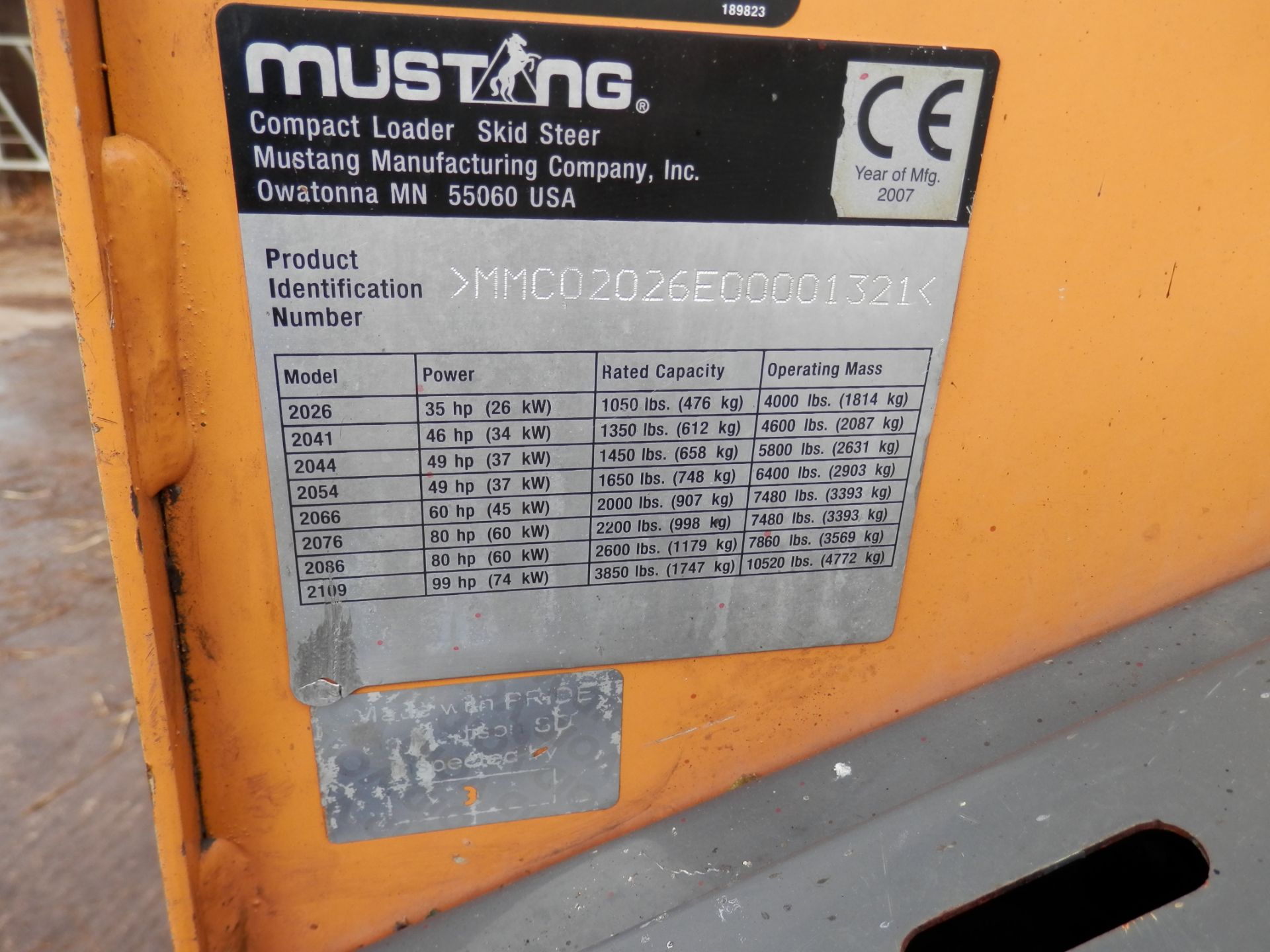 2007 MUSTANG SKID STEER 1.8 TONNE 35 BHP DIESEL ENGINE - Image 3 of 7