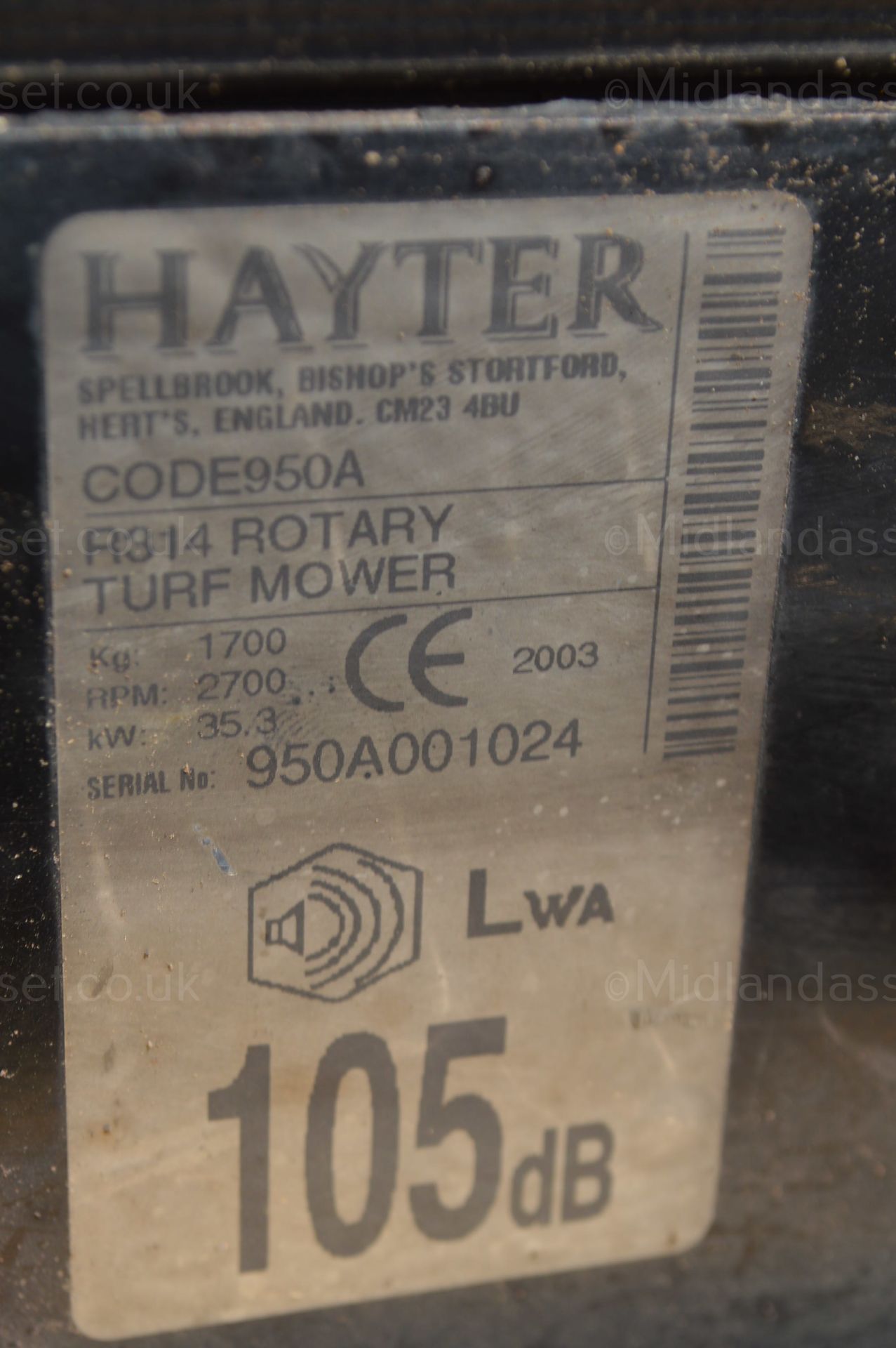 2003 HAYTER R314 ROTARY TURF MOWER *NO VAT* - Image 14 of 16